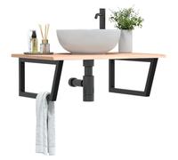 BOWEKAM Casa e giardino - Scaffale per lavabo a parete Acciaio e legno massello Rovere Selezione di mobili