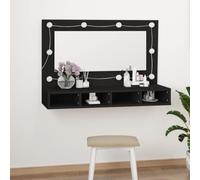 BOWEKAM Casa & Giardino - Armadietto a specchio con LED, 90 x 31,5 x 62 cm, colore: Nero