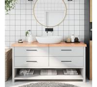 BOWEKAM Casa & Giardino-Bagno Piano di lavoro Marrone Chiaro 160x50x(2-6) cm Legno Massello Trattato - Scelta