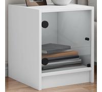 BOWEKAM Casa & Giardino - Comodino con ante in vetro, 2 pezzi, bianco, 35 x 37 x 42 cm