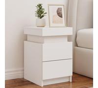 BOWEKAM Casa & Giardino - Comodino con luci LED, 2 pezzi, bianco, 35 x 39 x 55 cm