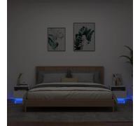 BOWEKAM Casa & Giardino - Comodino con luci LED, 2 pezzi, bianco, 40 x 39 x 37 cm
