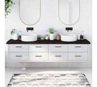 BOWEKAM Casa & Giardino-Piano di lavoro Bagno Marrone Scuro 220x60x(2-6) cm Legno Massello Trattato-Scelta