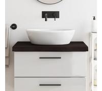 BOWEKAM Casa & Giardino-Piano di lavoro Bagno Marrone Scuro 80x60x(2-6) cm Legno Massello Trattato-Scelta