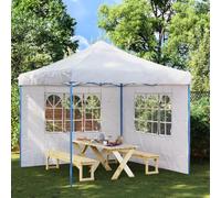 BOWEKAM Casa & Giardino - Tenda laterale per feste, 2 pezzi, con finestra, in polietilene, colore: bianco