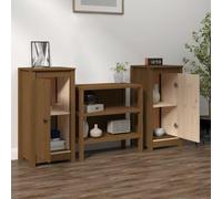 BOWEKAM Credenze 2 pz Marrone 39x35x80 cm Legno Massello Pino-Mobili, Armadietti & Depositi, Buffet & Credenze
