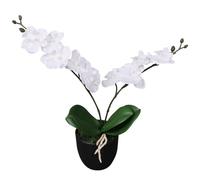 BOWEKAM Decor-Artificial - Orchidea artificiale con vaso, 30 cm, colore: Bianco