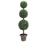 BOWEKAM Decor-Artificial - Pianta artificiale di bosso con vaso a forma di sfera, 118 cm, colore: Verde