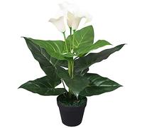 BOWEKAM Decor-Artificial - Pianta artificiale di calle, con vaso, 45 cm, colore: Bianco