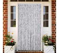 BOWEKAM Decor-tendaggi per finestre - Tenda a mosca bianca e grigia in ciniglia, 100 x 200 cm