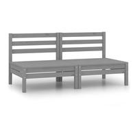 BOWEKAM Divani da giardino in legno di pino massiccio grigio, 2 pezzi