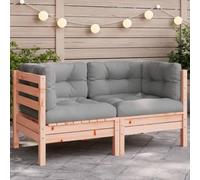 BOWEKAM Divano angolare da giardino con cuscini in legno massello Douglas