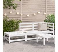 BOWEKAM Divano da giardino con poggiapiedi a 2 posti, in legno di pino massello, colore: bianco