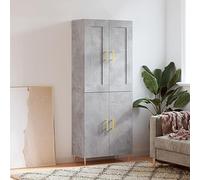 BOWEKAM Highboard Grigio Cemento 69.5x34x180 cm Ingegnerizzato Legno Arredamento,Armadietti & Stoccaggio,Buffet & Credenze