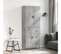 BOWEKAM Highboard Grigio Cemento 69.5x34x180 cm Ingegnerizzato Legno Arredamento,Armadietti & Stoccaggio,Buffet & Credenze