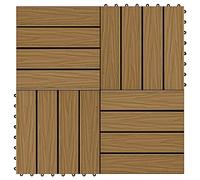 BOWEKAM Home & Garden-11 pezzi Piastrelle per pavimenti in legno di teak goffrato profondo WPC 30x30 cm 1 mq colore teak a scelta