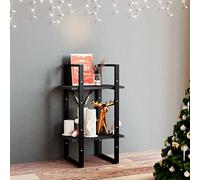 BOWEKAM Home & Garden - Armadietto a 2 ripiani, in legno di pino massiccio, 40 x 30 x 70 cm, colore: Nero