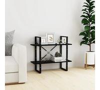 BOWEKAM Home & Garden - Armadietto a 2 ripiani, in legno di pino massiccio, 80 x 30 x 70 cm, colore: Nero