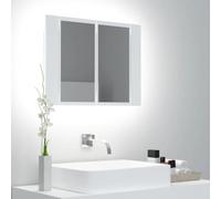 BOWEKAM Home & Garden - Armadietto da bagno con specchio a LED, 60 x 12 x 45 cm, in acrilico, colore: bianco
