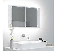 BOWEKAM Home & Garden - Armadietto da bagno con specchio a LED, 80 x 12 x 45 cm, in acrilico, colore: Bianco lucido