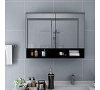 BOWEKAM Home & Garden - Armadietto da bagno con specchio a LED, 80 x 15 x 60 cm, in MDF, colore: Nero