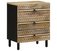BOWEKAM Home & Garden-Armadietto Letto Nero 50x33x62 cm Legno massello grezzo Mango-Mobili Scelta