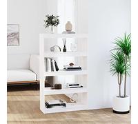 BOWEKAM Home & Garden - Armadietto per libri, divisorio, bianco, 80 x 30 x 135,5 cm, in legno massello di pino