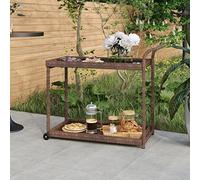 BOWEKAM Home & Garden-Carrello Bar Marrone 100x45x83 cm Poly Rattan - Scelta