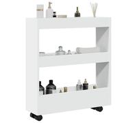 BOWEKAM Home & Garden-Carrello portaoggetti stretto a 3 ripiani in legno bianco ingegnerizzato a scelta