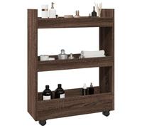 BOWEKAM Home & Garden-Carrello portaoggetti stretto a 3 ripiani in legno di quercia marrone