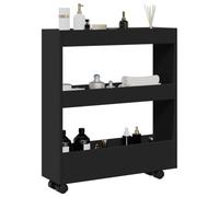 BOWEKAM Home & Garden-Carrello portaoggetti stretto a 3 ripiani in legno ingegnerizzato nero