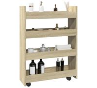 BOWEKAM Home & Garden-Carrello portaoggetti stretto a 4 ripiani in legno di quercia Sonoma