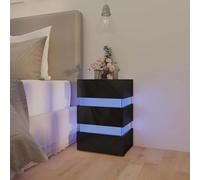 BOWEKAM Home & Garden - Comodino a LED nero lucido, 45 x 35 x 67 cm, legno ingegnerizzato a scelta
