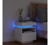 BOWEKAM Home & Garden-- Comodino con luci a LED, colore: bianco, 40 x 39 x 48,5 cm, scelta di mobili