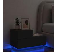 BOWEKAM Home & Garden - Comodino con luci LED, 70 x 36 x 40,5 cm, colore: Nero