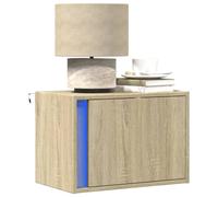 BOWEKAM Home & Garden - Comodino da parete con luci a LED in rovere Sonoma