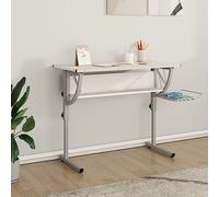 BOWEKAM Home & Garden-Craft Desk Bianco & Grigio 110x53x(58-87) cm Ingegnerizzato Legno & Acciaio-Scelta