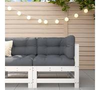 BOWEKAM Home & Garden - Divano angolare con cuscini, in legno massello di pino, colore: bianco