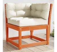 BOWEKAM Home & Garden - Divano angolare da giardino con cuscini, in legno massello di pino, 73 x 73 x 78 cm, colore: Marrone cera