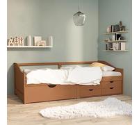 BOWEKAM Home & Garden - Divano letto a 3 posti senza materasso, in legno di pino massiccio, 90 x 200 cm, colore: Marrone