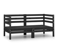 BOWEKAM Home & Garden-Garden - Divani angolari da giardino, 2 pezzi, in legno di pino massiccio, colore: nero