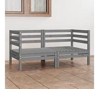 BOWEKAM Home & Garden-Garden - Divano a 2 posti in legno di pino massiccio, colore: grigio