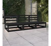 BOWEKAM Home & Garden-Garden - Divano a 3 posti in legno di pino massiccio, colore: nero
