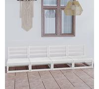 BOWEKAM Home & Garden-Garden - Divano a 4 posti in legno di pino massiccio, colore: bianco