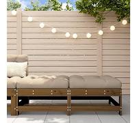 BOWEKAM Home & Garden-Garden - Poggiapiedi con cuscini, 2 pezzi, in legno massello di pino, colore: marrone