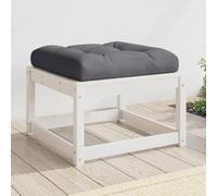 BOWEKAM Home & Garden-Garden - Poggiapiedi con cuscini, in legno massello di pino, colore: bianco