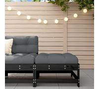 BOWEKAM Home & Garden-Garden - Poggiapiedi con cuscino, in legno massello di pino, colore: Nero