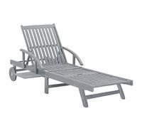 BOWEKAM Home & Garden-Garden - Sedia a sdraio in legno di acacia massiccio, colore: Grigio