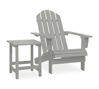 BOWEKAM Home & Garden-Garden - Sedia Adirondack con tavolo in legno massello di abete, colore: grigio