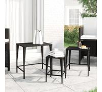 BOWEKAM Home & Garden-Garden - Tavolini a nido 3 pezzi in polyrattan, colore nero